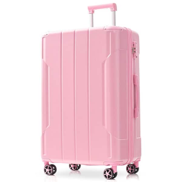 29.5 in. Pink Lightweight ABS Hardshell Expandable Spinner Suitcase Luggage with Double Wheels