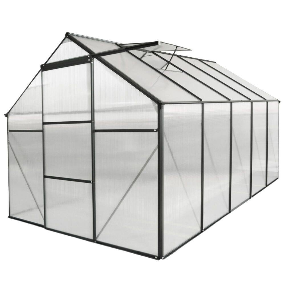 6 ft. W x 10 ft. D Walk-in Polycarbonate Greenhouse for Outdoors in Black with UV Resistant Panels and Adjustable Roof price history on PriceWatchPro