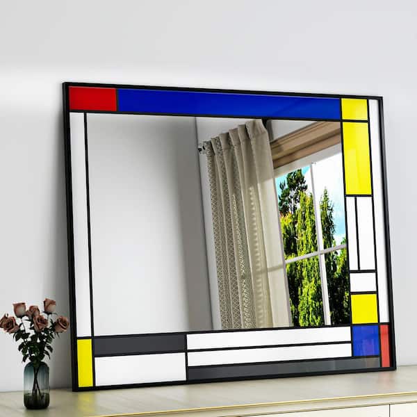 Vosuja Black 23.7 in W x 31.5 in. H Rectangle Colored Framed Mirror Wall Mount Decorative Mirror for Living Room, Bedroom