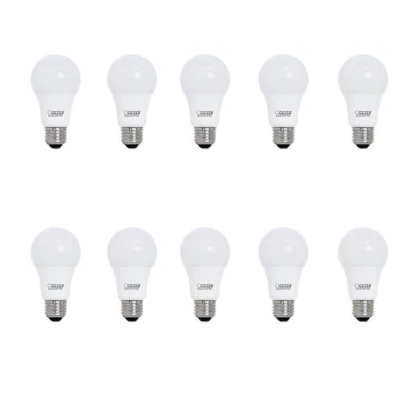 Feit Electric 60-Watt Equivalent A19 Non-Dimmable General Purpose E26 Medium Base LED Light Bulb, Bright White 3000K (10-Pack)