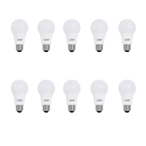 60-Watt Equivalent A19 Non-Dimmable General Purpose E26 Medium Base LED Light Bulb, Bright White 3000K (10-Pack)