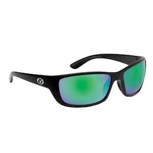 Cay Sal Polarized Sunglasses Matte Black Frame with Amber Green Mirror Lens