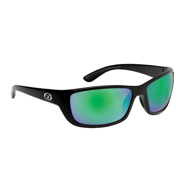 Flying Fisherman Cay Sal Polarized Sunglasses Matte Black Frame with Amber Green  Mirror Lens 7372BAG - The Home Depot