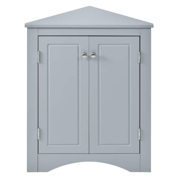 Unbranded Blue Triangle Corner Storage Cabinet with Adjustable Shelves Freestanding Floor Cabinet with 4-tier Shelfs and-Doors