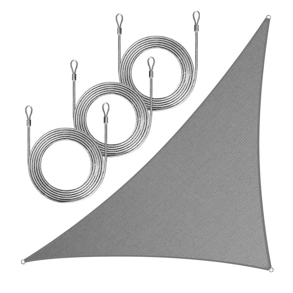 ROYAL SHADE 10 ft. x 10 ft. x 14 ft. Right Triangle Sun Shade Sail with Rope-Gray