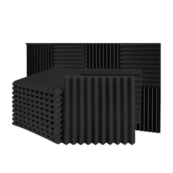 1 in. x 12 in. x 12 in. Black High Density Acoustic Foam Panels Wall Proof Foam Panels Noise Absorbing Blocker (12-Pack)