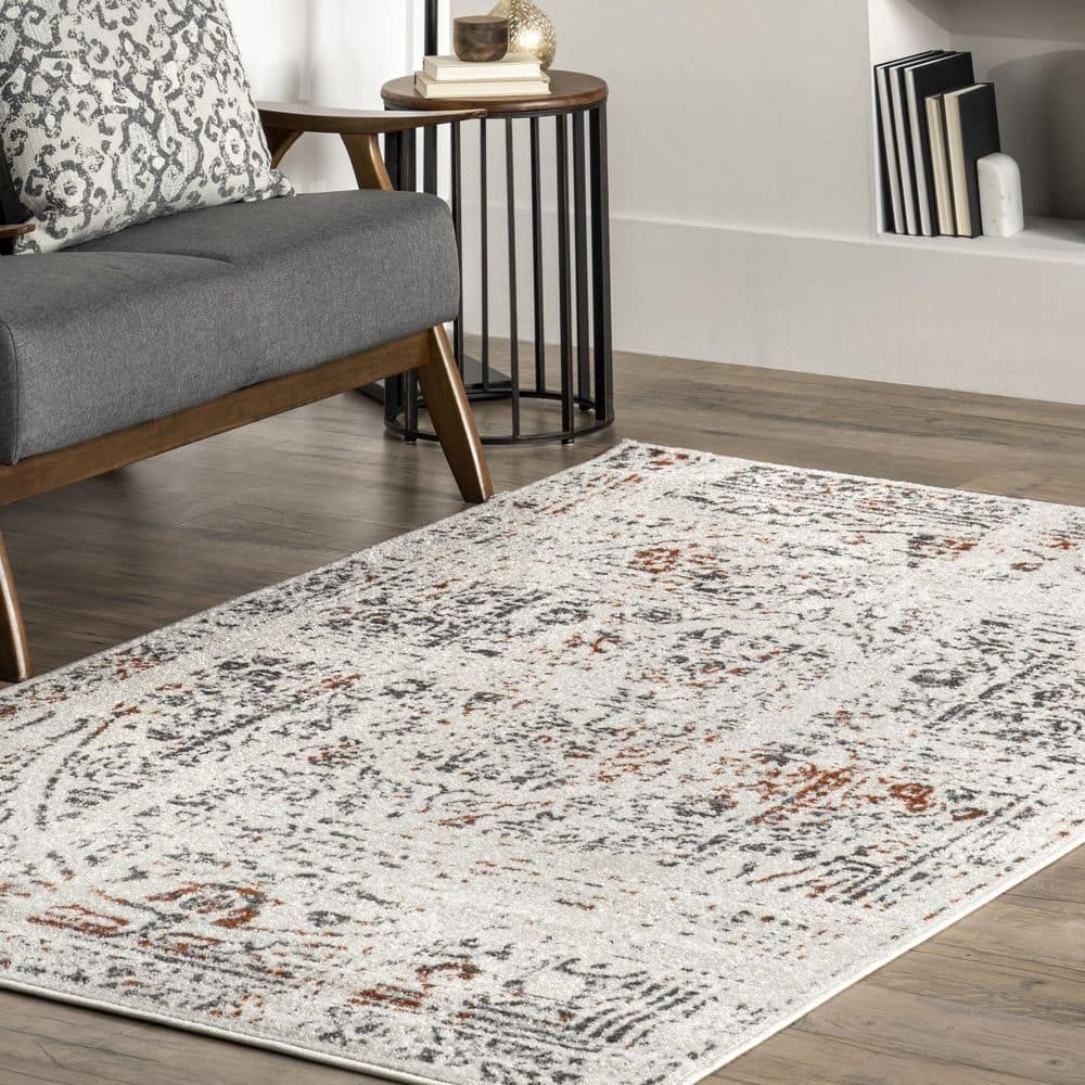 Arlena Red and Gray Synthetic 8' x 10' Vintage Area Rug