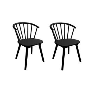 Winson Black Solid Wood Talia Dining Chair Windsor Back Farmhouse Spindle Dining Chair Side Chair Set of 2