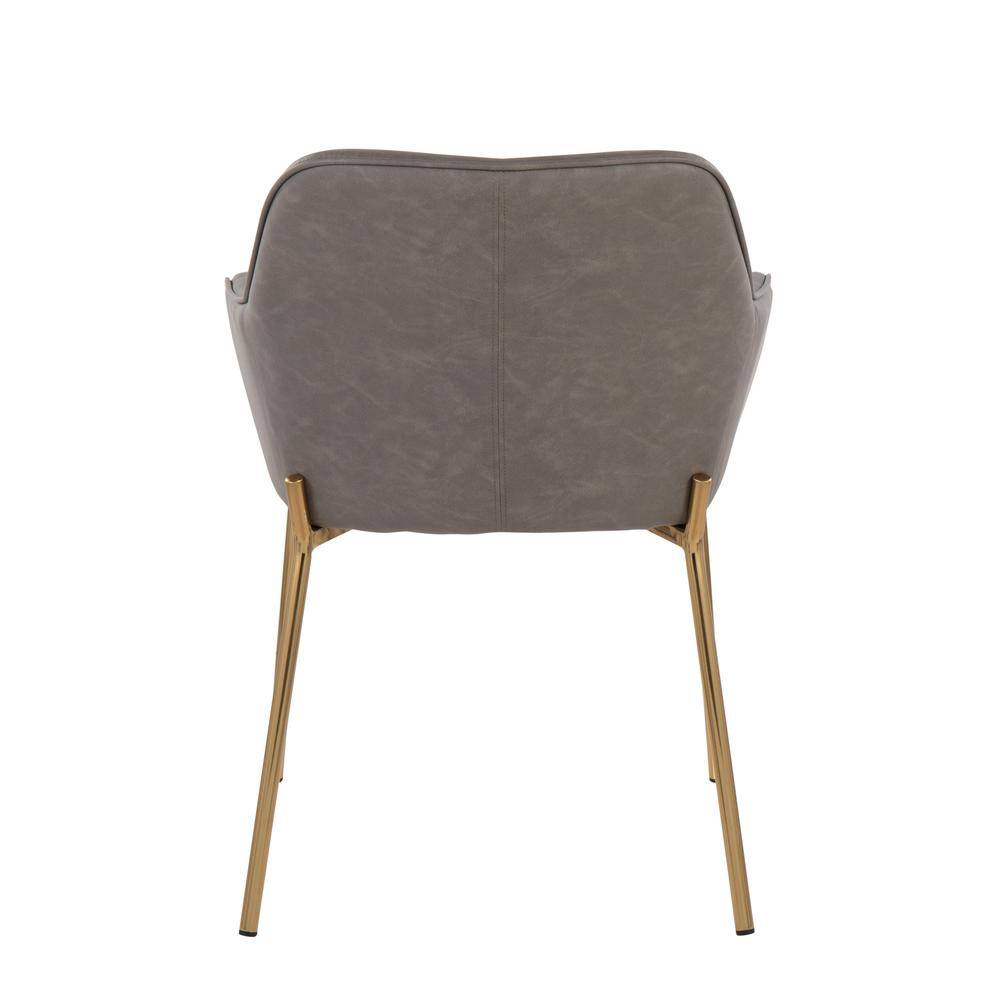 Daniella Gold Steel and Gray Faux Leather Dining Chairs, Set of 2