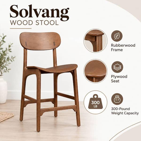 Boraam Solvang 24 in. Brown Ale Finish High Back Wood Counter