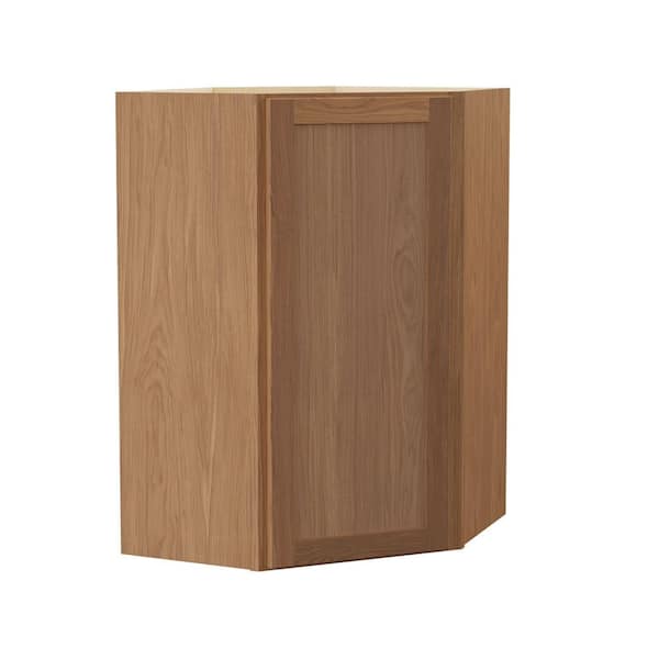 Sinclair 24 in. W x 12 in. D x 36 in. H Assembled Kitchen Corner Wall Cabinet in Shaker Saddle Oak