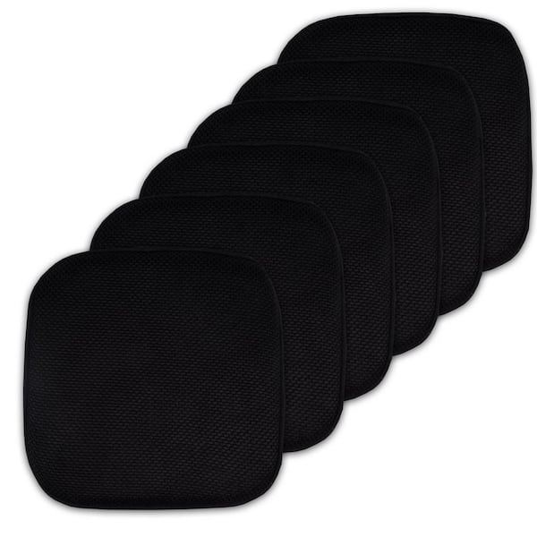 Sweet Home Collection Black, Honeycomb Memory Foam Square 16 in. x 16 in. Non-Slip Back Chair Cushion (6-Pack)