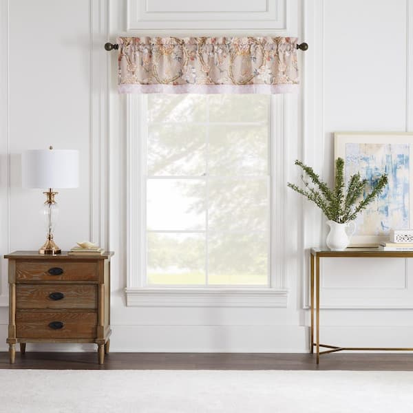Waverly Mudan 60 in. W x 16 in. L Floral Rod Pocket Valance in Taupe