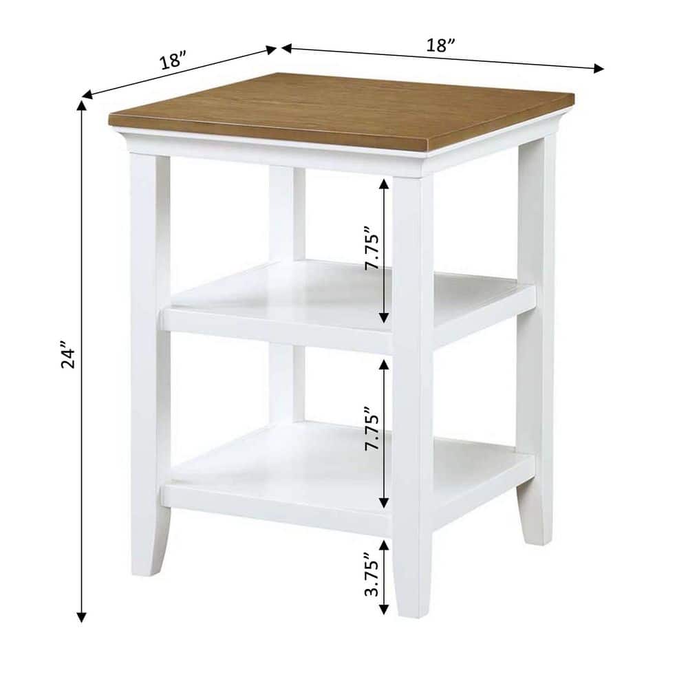 Tribeca Driftwood & White Square End Table with Storage Shelves