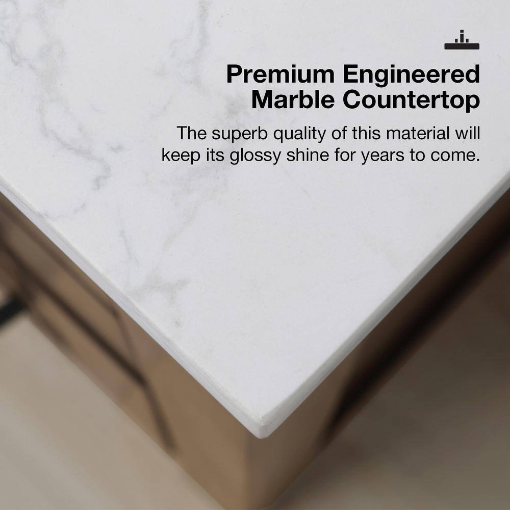 Almond Latte 48" Single Sink Bathroom Vanity with White Marble Top