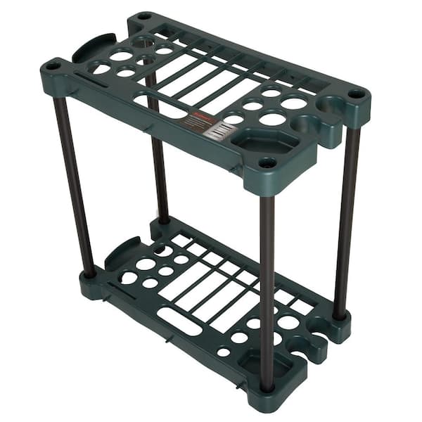 Stalwart Green 2-Tier Plastic Garden Tool Shelving Unit (13 in. W x 24 in.  H x 23 in. D) M220007 - The Home Depot