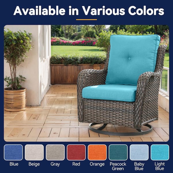 Modern 22 in. x 25 in. 12-Piece Deep Seating Outdoor Lounge Chair Cushion Set in Light Blue with Center Button (6-Set)