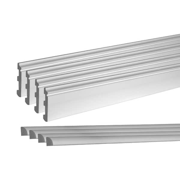 American Pro Decor 1/2 in. D x 3-1/8 in. W x 96 in. L Unfinished Recycled Polystyrene Baseboard Moulding Kit (4-Pack)