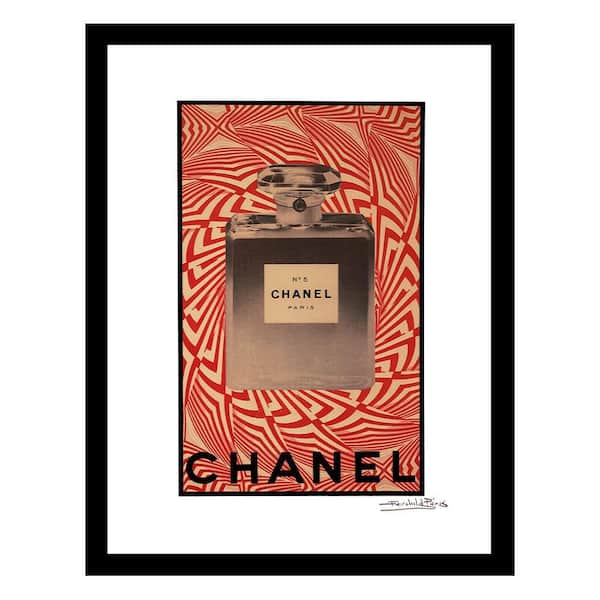 VENICE BEACH Collections Vintage Designer Fashion Perfume Bottle Red Spiral Design by Fairchild Paris 1 Piece Framed Graphic 18 in. x 14 in.