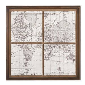 StyleWell Dark Wood Framed World Map Print Wall Art Deals