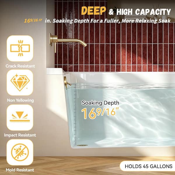 Getpro PureDrop 54 in. x 32 in. Acrylic Rectangular Drop-in