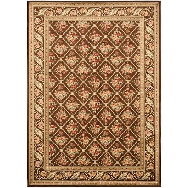 SAFAVIEH Lyndhurst Brown 7 ft. x 10 ft. Floral Geometric Diamonds Area Rug