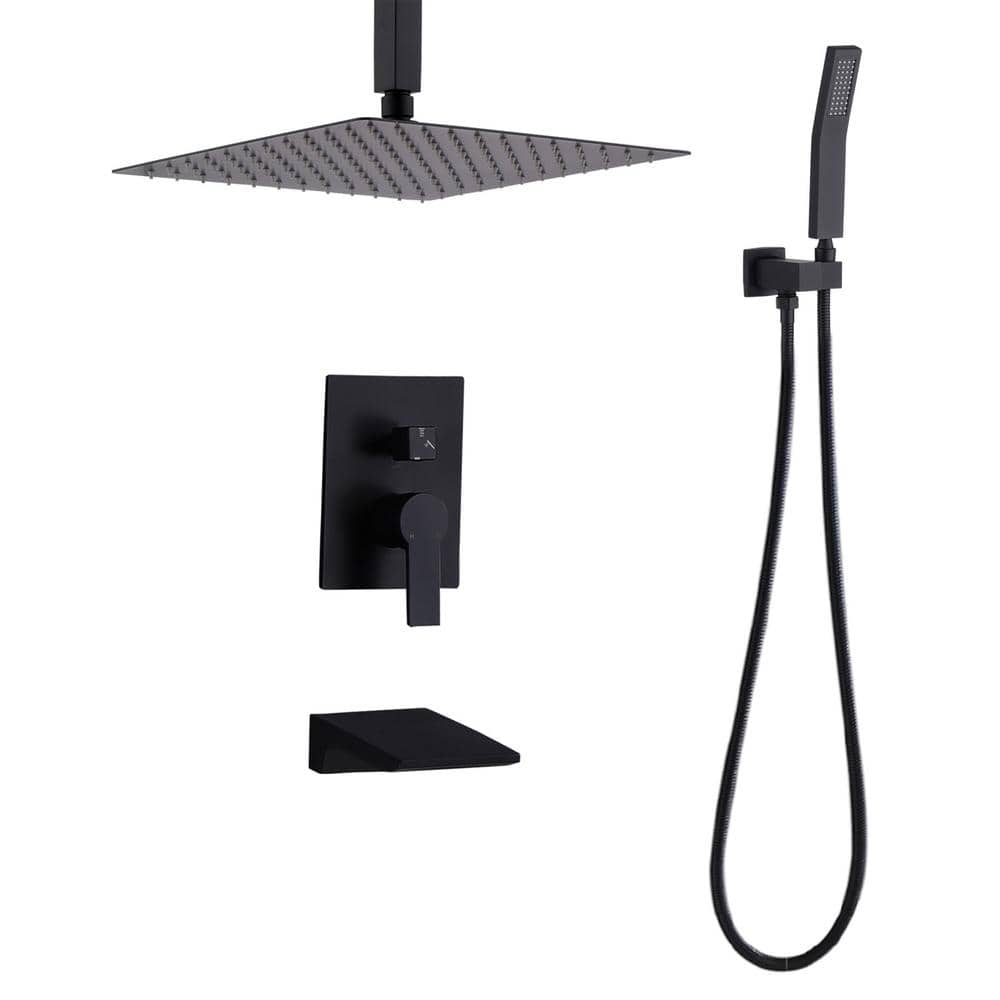 Ceiling Mount Single Handle 3-Spray Tub and Shower Faucet 1.8 GPM With Shower Head in. Matte Black Valve Included price history on PriceWatchPro