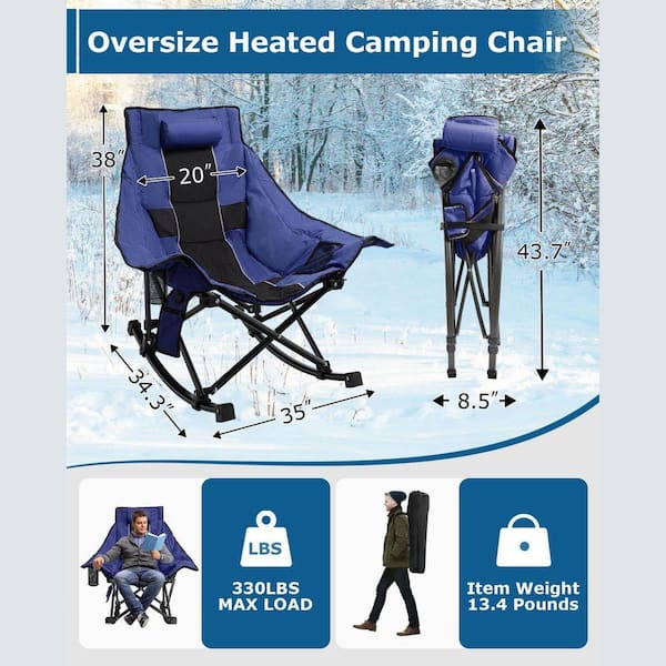SEEUTEK Heated Camping Chair-Oversized Rocking Chair with 3 Heat