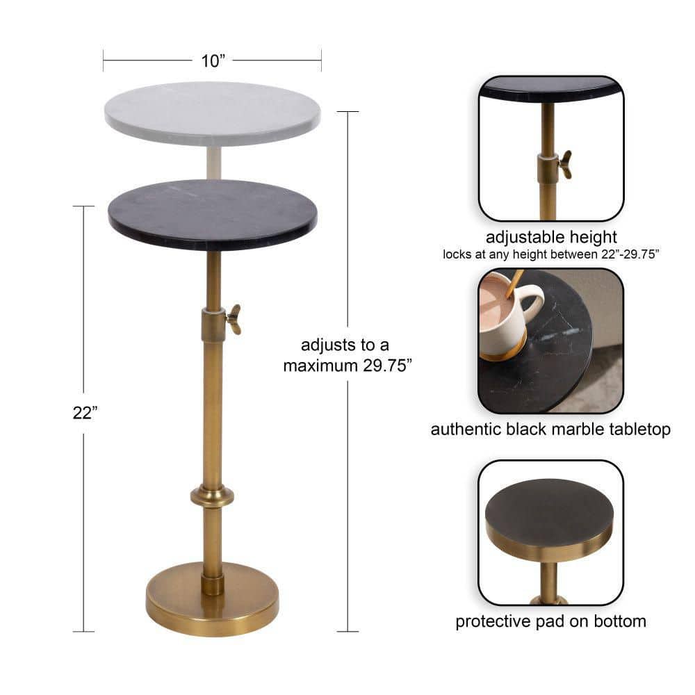Engles 10.00 in. Gold Round Marble End Table - thumbnail 4