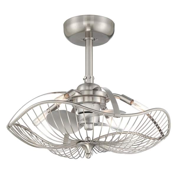 ARRANMORE LIGHTING & FANS Auri 22 in. LED Indoor/Outdoor Brushed Nickel Ceiling Fan with Dimmable Lights and Remote Control