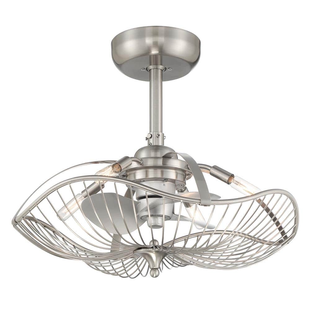 ARRANMORE LIGHTING  FANS Auri 22 in. LED Indoor/Outdoor Brushed Nickel  Ceiling Fan with Dimmable Lights and Remote Control AR-2338BN The Home  Depot
