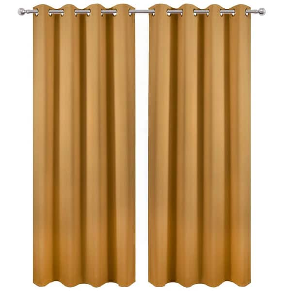 Mustard Yellow Polyester - 52 in. W x 84 in. L Blackout Curtains, Lined, Rod-Pocket Style (Set of 2)