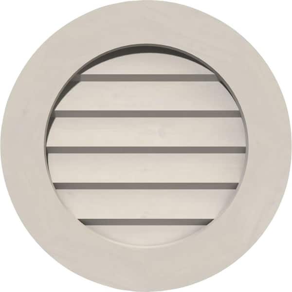 Ekena Millwork 23 in. x 23 in. Round Primed Smooth Pine Wood Paintable Gable Louver Vent