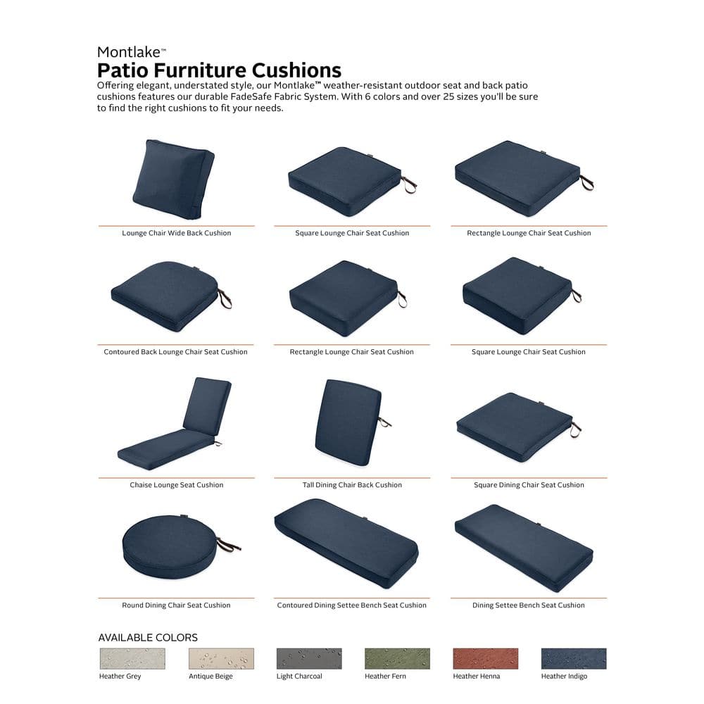Heather Indigo Blue FadeSafe 42" Outdoor Patio Bench Cushion