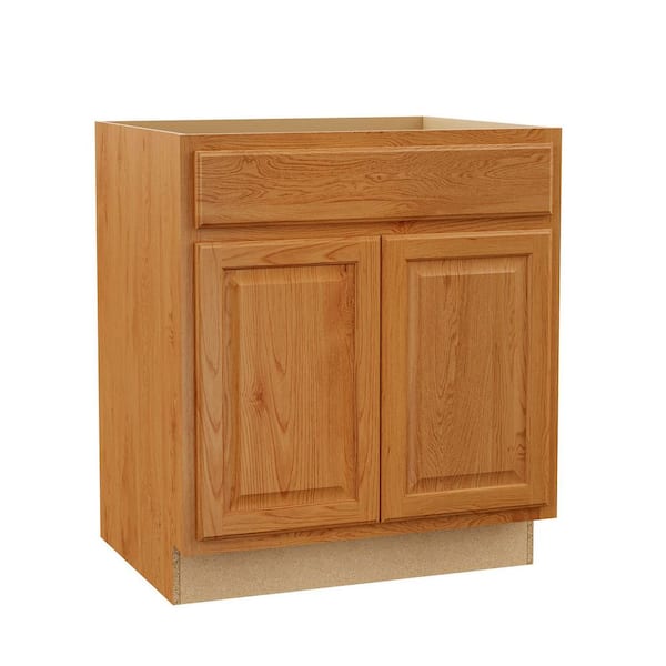 Hampton 30 in. W x 24 in. D x 34.5 in. H Assembled Base Cabinet in Medium Oak