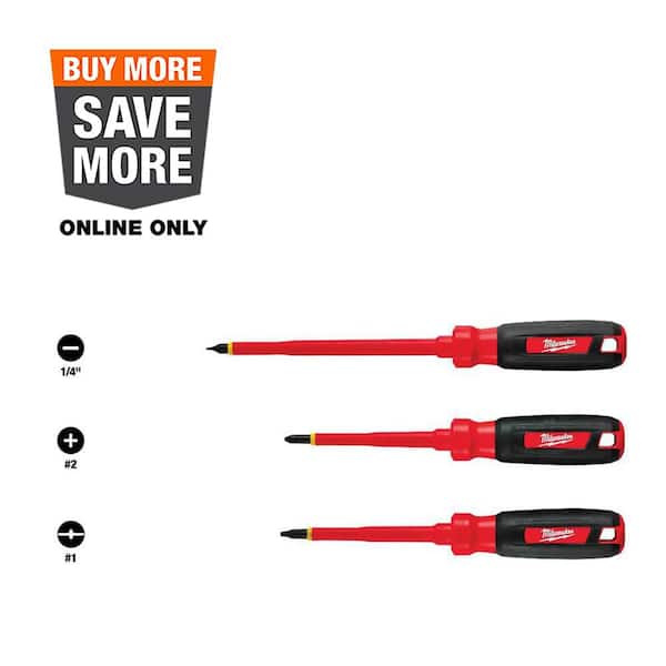 1000-Volt Insulated Screwdriver Set (3-Piece)