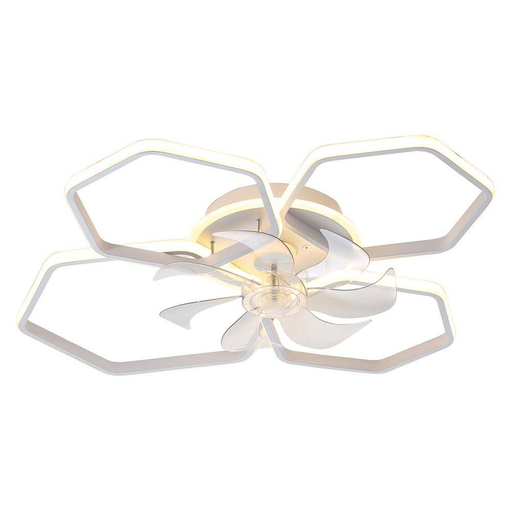 30 in. Ceiling Fan with Lights Remote Control Dimmable LED, 6 Gear Wind Speed Fan Light, White