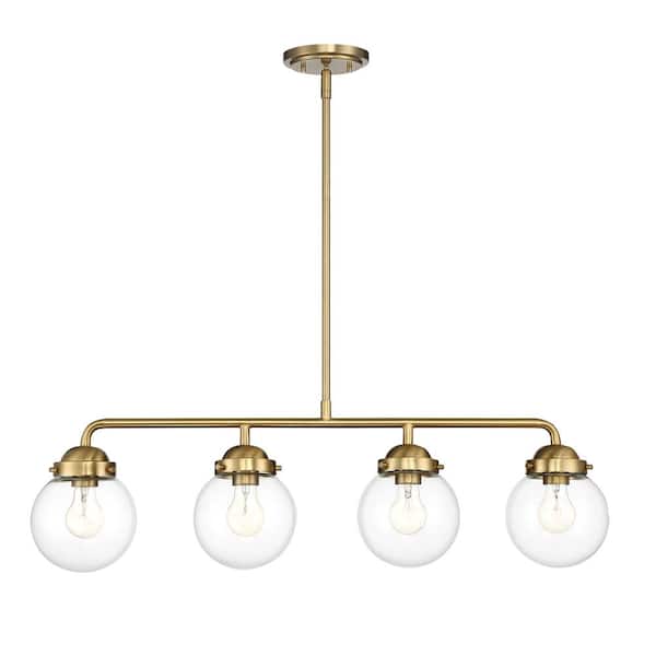 Designers Fountain Knoll 60-Watt 4-Light Brushed Gold Pendant with Clear Glass Shades