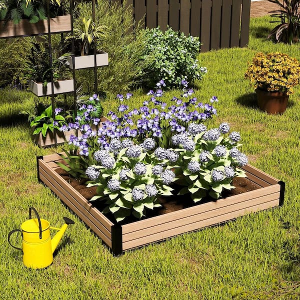 mondaria 4 ft. x 4 ft. x 6 in. Maple Composite Panel and Alu Frame Rustproof Garden Planter Box