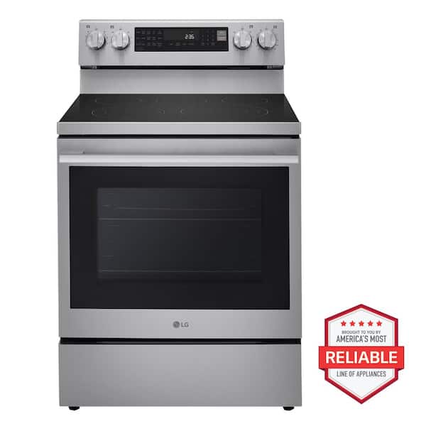 30 in., 6.3 cu. ft. Smart Wi-Fi True Convection Insta View 5-Burner Electric Oven w/ Air Fry Printproof Stainless Steel