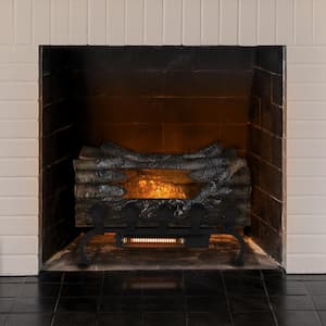 20.5 in. Crackling Electric Fireplace Logs with Grate and Heater