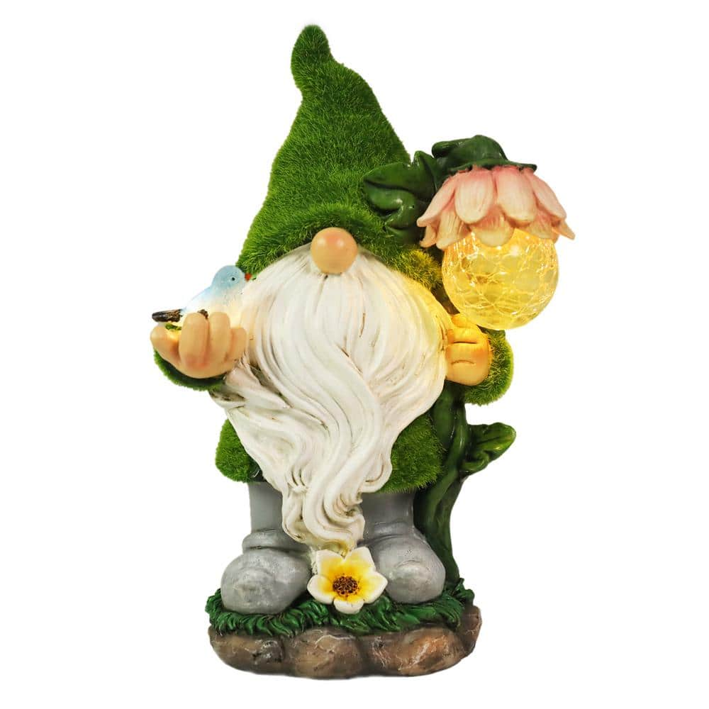 MUMTOP 11.22 in. Resin Gnome Statue Solar Light Garden Decoration