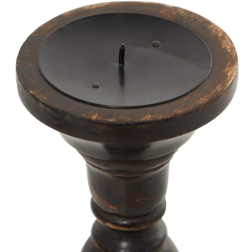 Elegant Espresso Wood Candle Holder Trio, 18" 15" 12"H