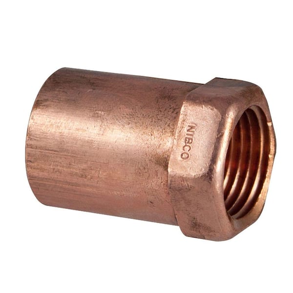 1/2" C x 3/8" Female NPT Threaded Copper Adapter 