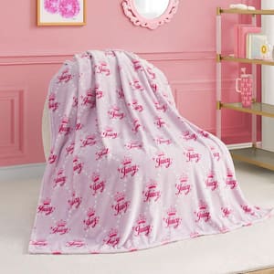 Glitter Crowns Lavender Haze Plush Polyester Kids Throw Blanket