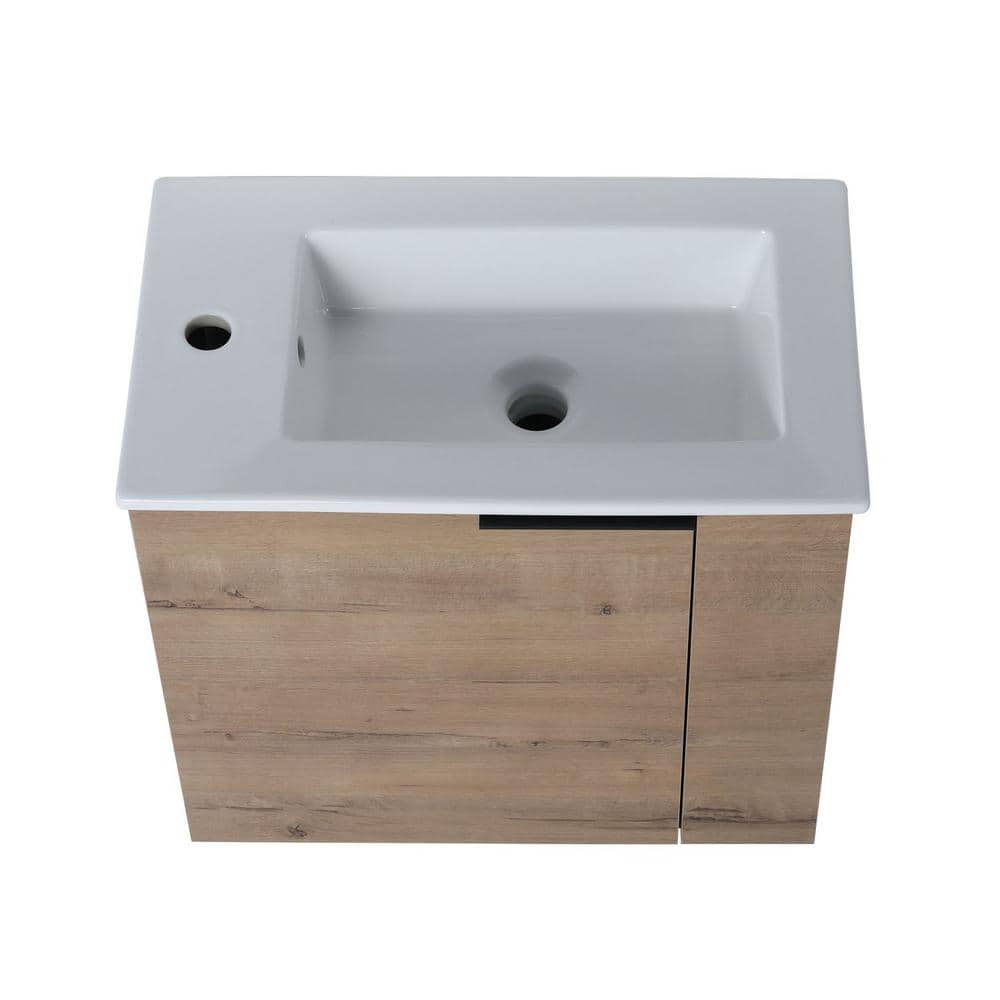 Anky 22 in. W x 13 in. D x 19.7 in. H Single Sink Bath Vanity in Imitative Oak with White Ceramic Top price history on PriceWatchPro