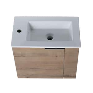 Anky 22 in. W x 13 in. D x 19.7 in. H Single Sink Bath Vanity in Imitative Oak with White Ceramic Top