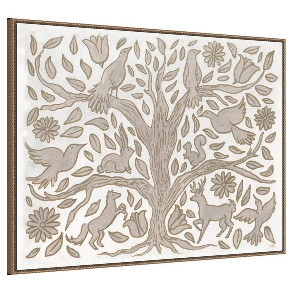 Nordic Critter Tree Beaded Framed Canvas Wall Art