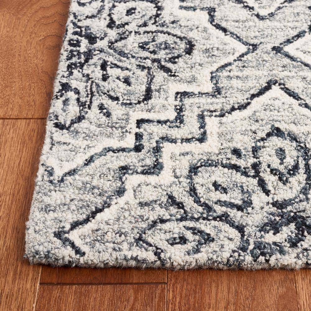 Handmade Dark Blue and Gray Wool 8' x 10' Abstract Area Rug