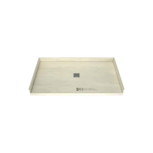 Redi Free 30 in. L x 54 in. W Alcove Barrier Free Tileable Shower Pan Base with Center Drain in Brushed Nickel